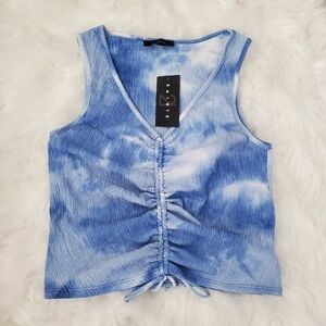 New! Saints 21 ruched front tie dye tank top. Size Medium.